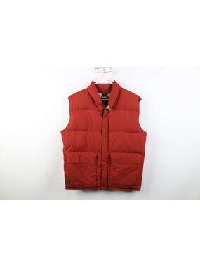 Vintage 70s Altra Mens Size Large Duck Down Fill Puffer Vest Jacket Orange USA